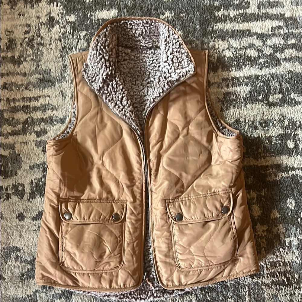 Dry Goods Tan Quilted Vest with Sherpa Lining